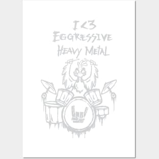 Heavy Metal Headbanger Gift Drummer Chicken Playing Drums Posters and Art